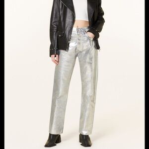 Agolde 90s Pinch-Waist High-Rise Metallic Straight-Leg Jeans